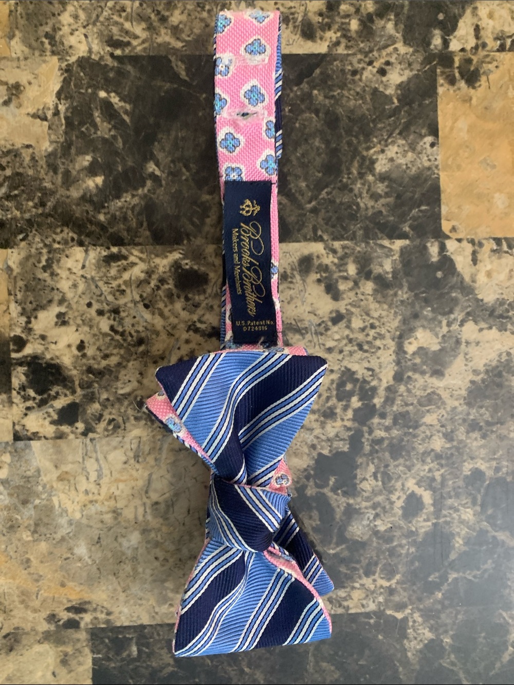 Brooks Brothers Pink and Blue Reversible Patterned Self-Tie Bow Tie - Picture 1 of 8